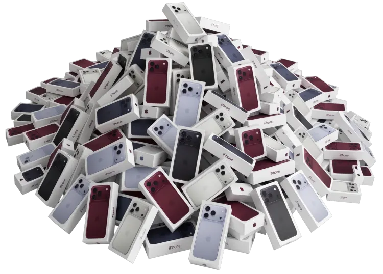 A selection of iPhones and their boxes