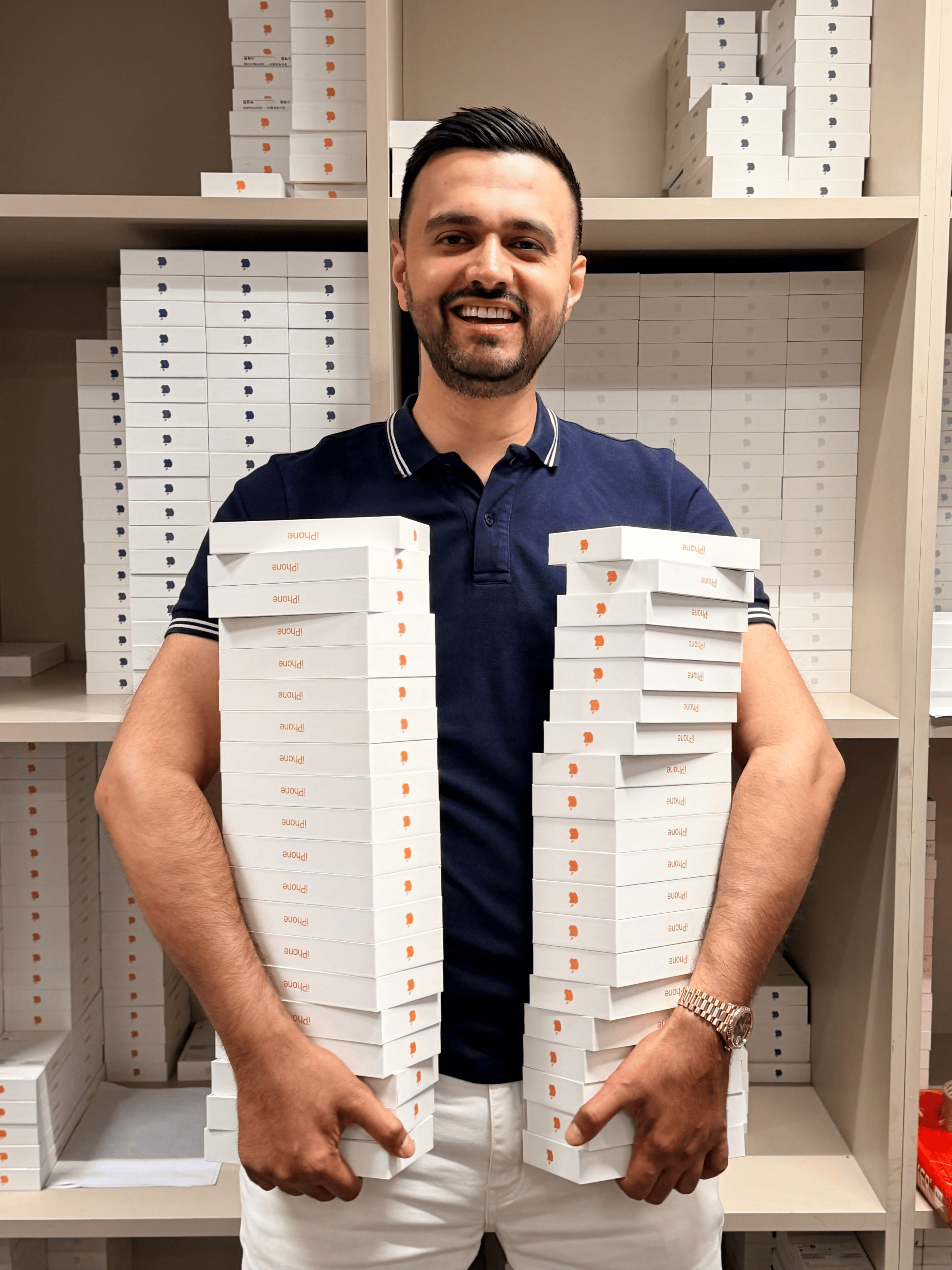 Coolmix team showcasing boxed devices