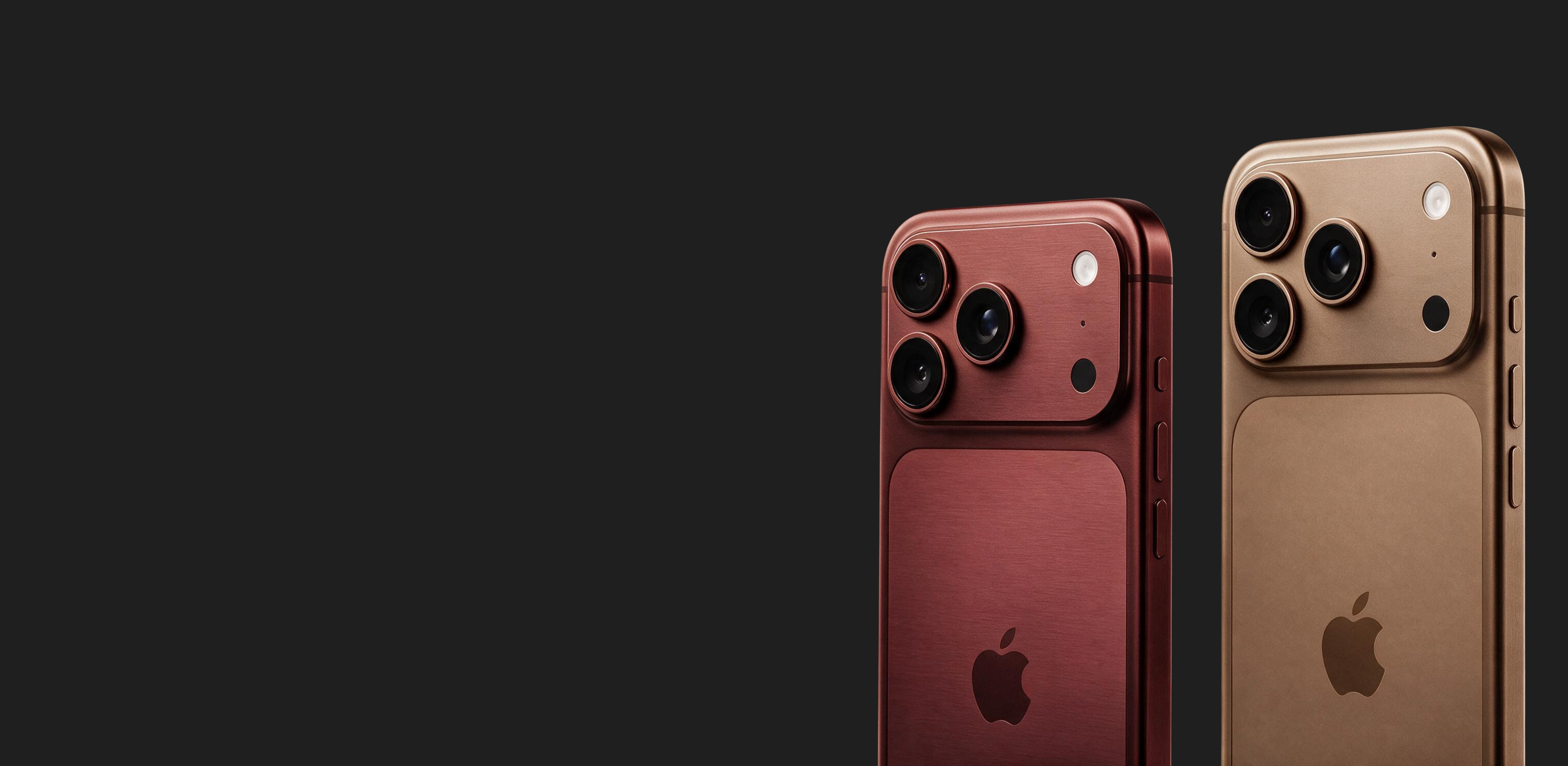 iPhone 18 Pro Max concept models in red and bronze