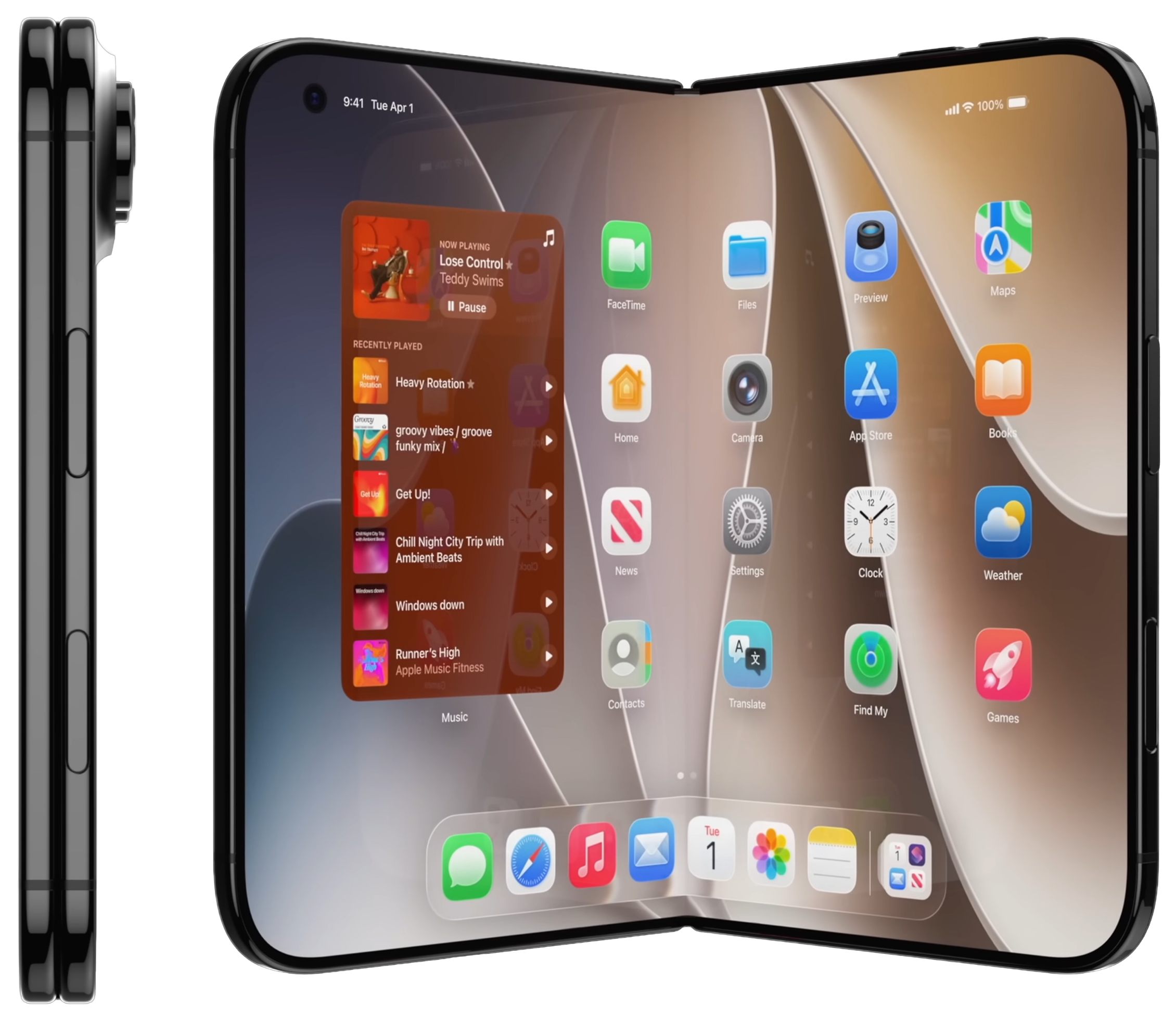 Folded iPhone Ultra concept shown from the side